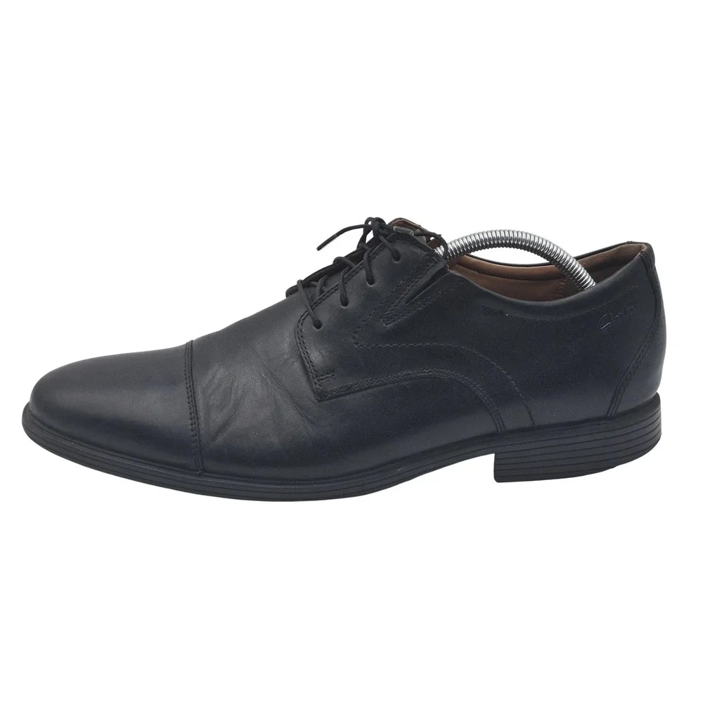 Clarks‎ Collection Shoes Mens Size 11.5 Black Leather Cap Toe Derby Dress